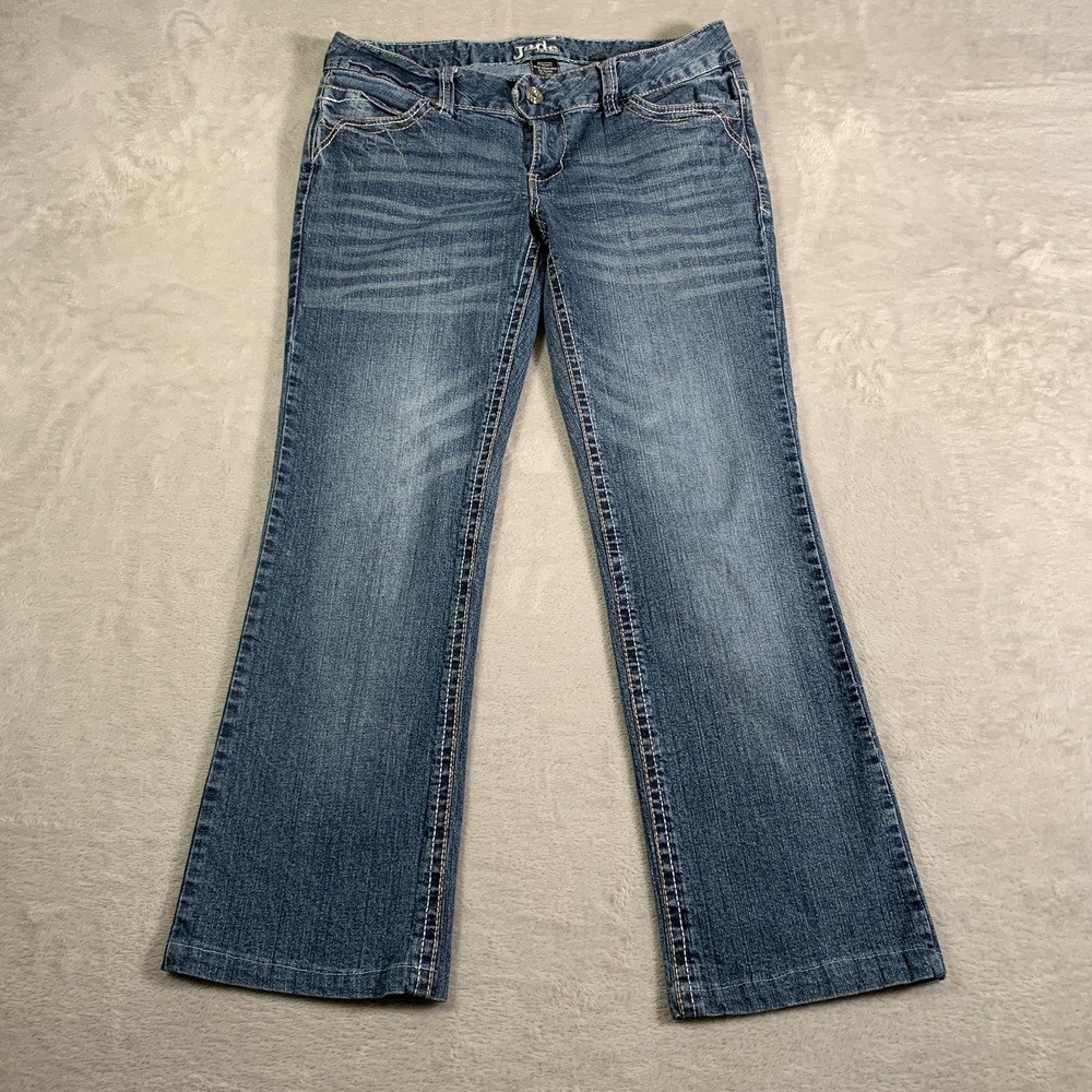 Jade Jeans Bootcut‎ Womens Juniors 9/10 Medium Wash Stretch Embroidered Denim